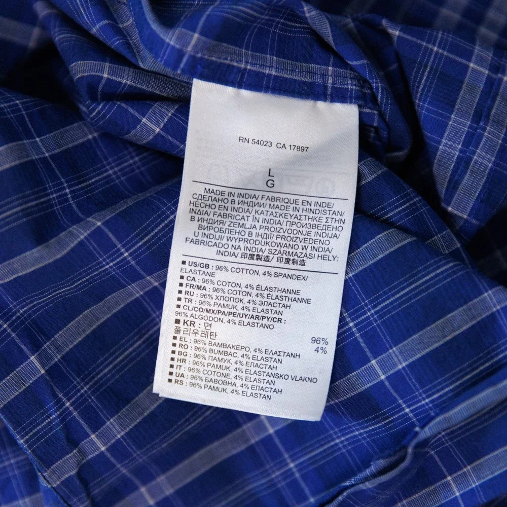 Banana Republic Mens Slim Fit Blue Plaid Long Sleeve Button Down Shirt Large